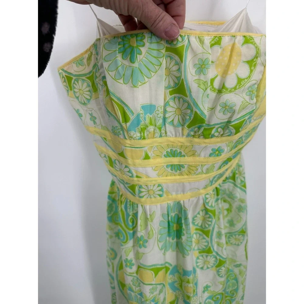 Lilly Pulitzer Strapless Silk Dress Womens 2 Fairy Floral Spring Preppy Coquette - Picture 7 of 9